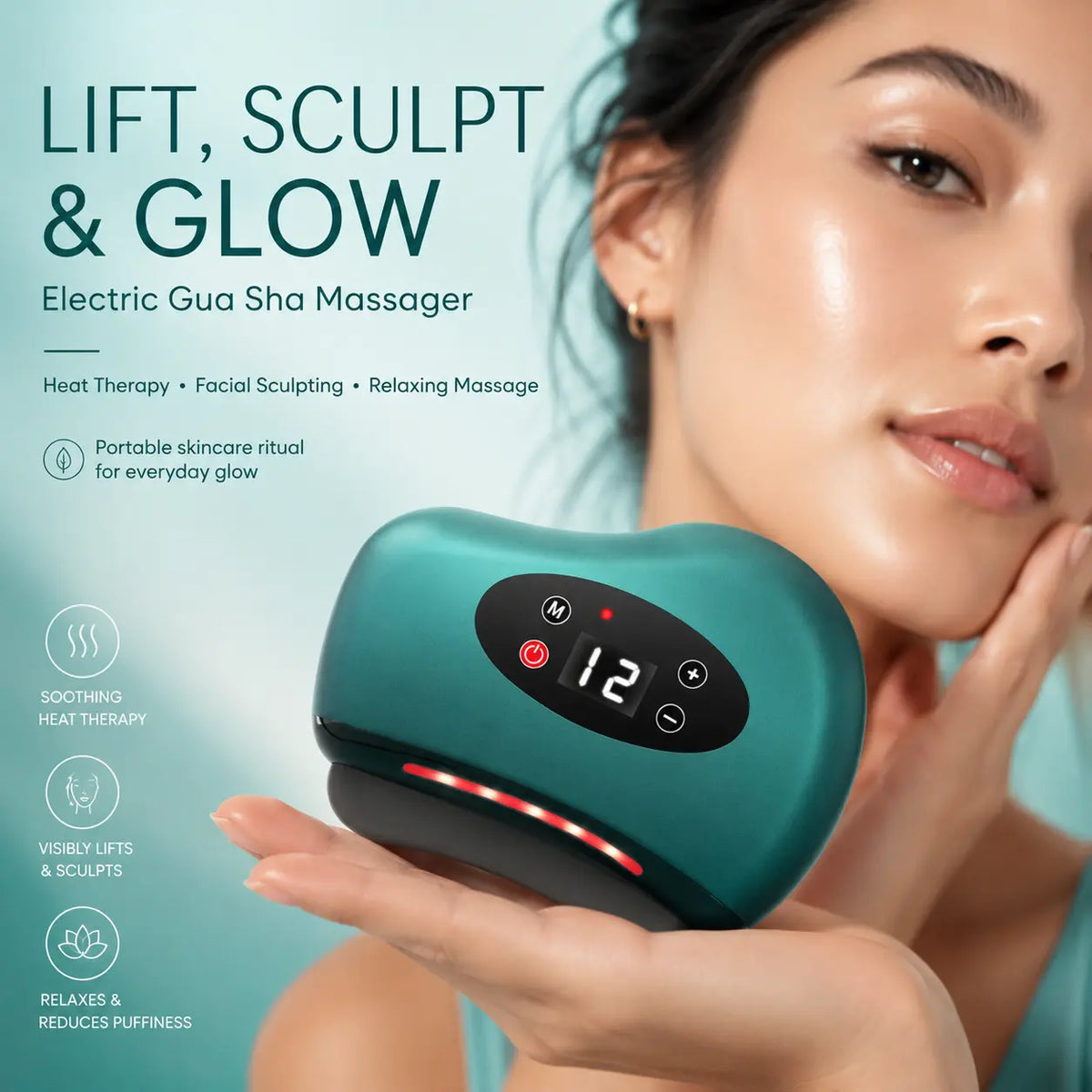 Electric Gua Sha Massager with Heat, Vibration & Red Light