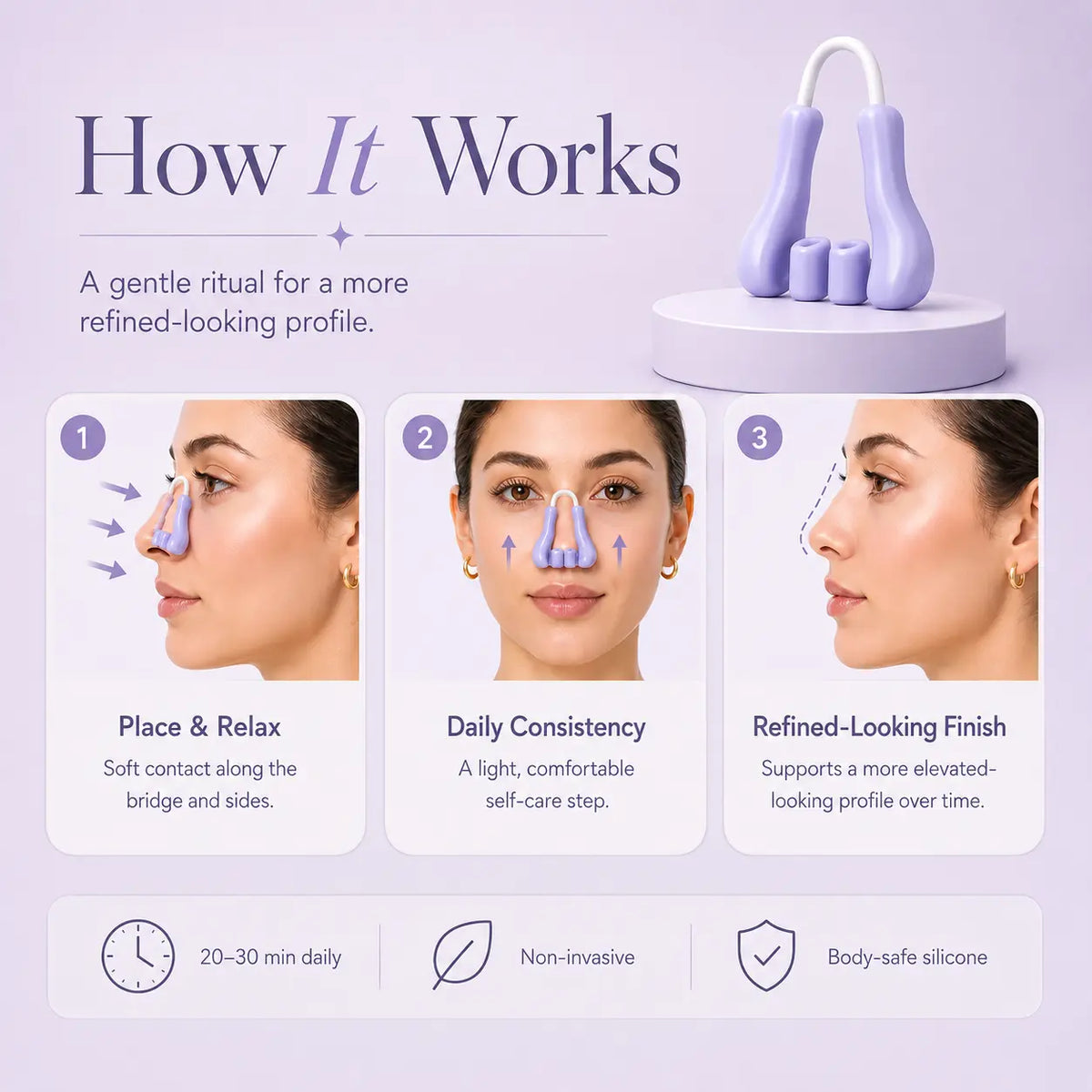 Soft, steady pressure — 20–30 minutes a day